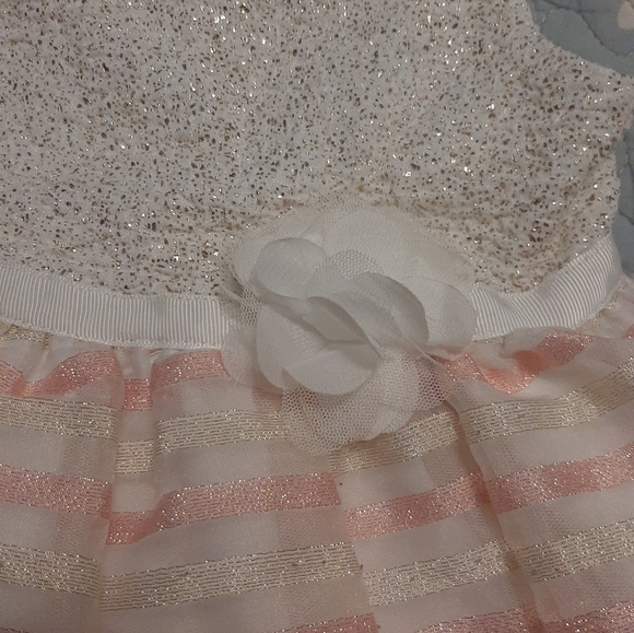 The Children's Place baby dress 12-18 months cream with pink and gold stripes - Picture 4 of 6